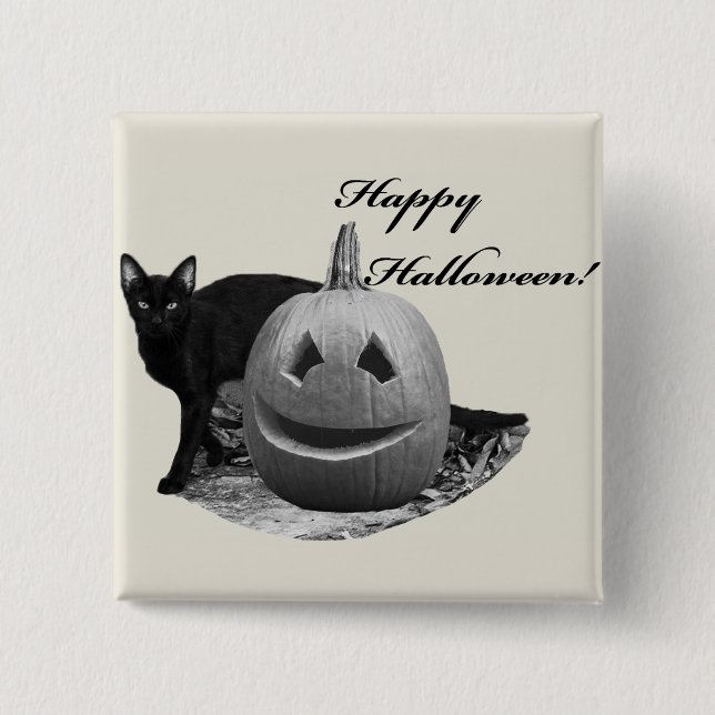 Katt & Pumpa Glad Halloween Knapp (Framsida)