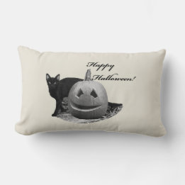 Katt & Pumpa Glad Halloween Lumbarkudde