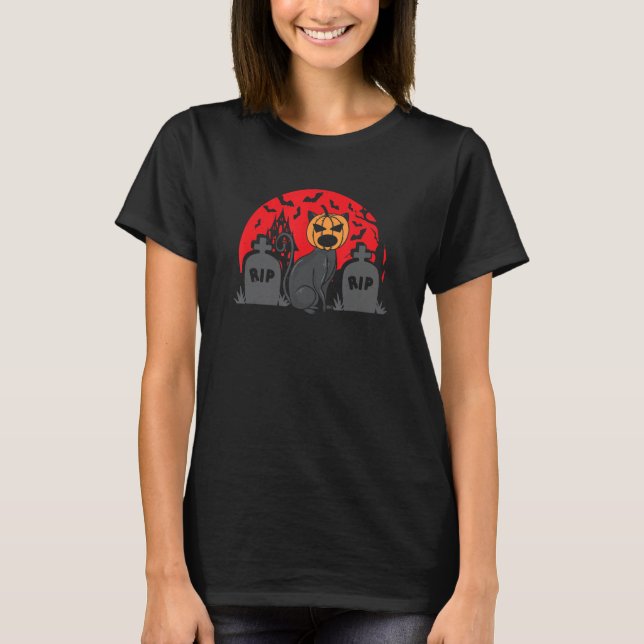 Katt Pumpkin Cat Owner Kitten Pet Animal Black Cat T Shirt (Framsida)