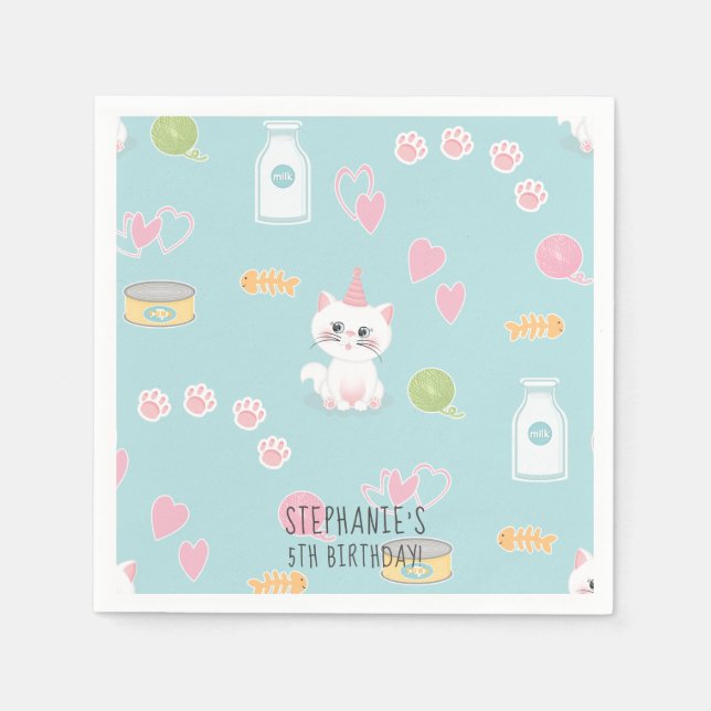 Katt Purr Day Birthday Napkins Pappersservett (Framsidan)