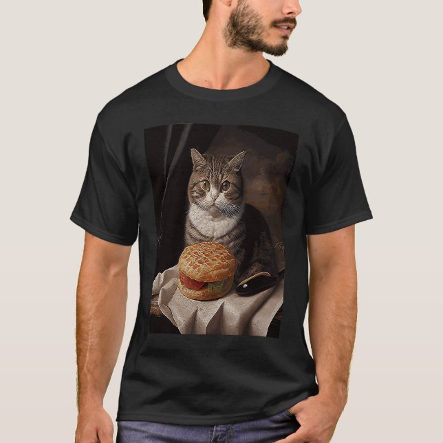 Katt Quiltning Hamburger T Shirt (Framsida)