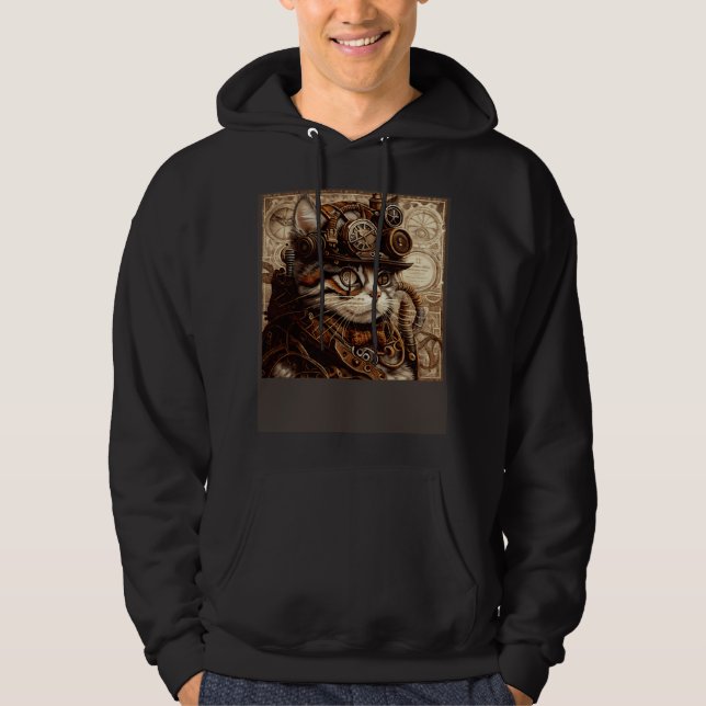 Katt Quiltning Steampunk Hoodie (Framsida)