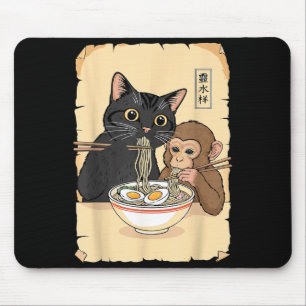 Katt Ramen Ape Tröja Rolig Katt Apa Äter Ram Musmatta