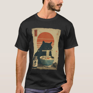 Katt Ramen Estetisk Japansk Ukiyo-e Konst Anime T Shirt