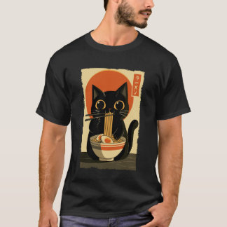 Katt Ramen Estetisk Japansk Ukiyo-e Konstverk Anim T Shirt