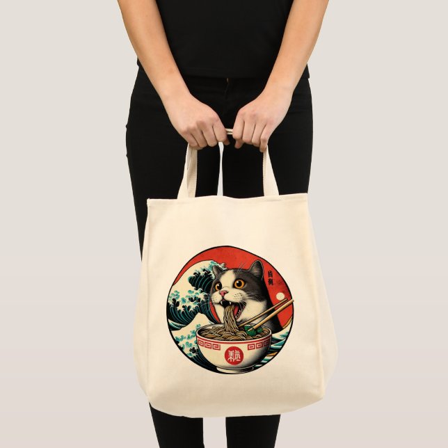 Katt Ramen Japansk Konst Vintage Stil Tygkasse (Framsida (produkt))