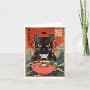 Katt Ramen Japansk Rolig Grafisk Kawaii Anime Kort