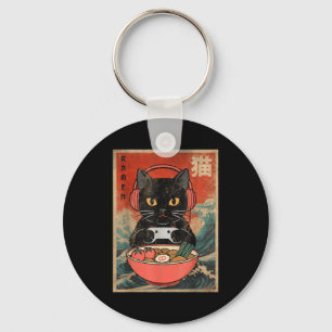 Katt Ramen Japansk Rolig Grafisk Kawaii Anime Nyckelring