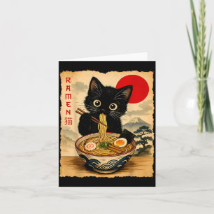 Katt Ramen Japansk Rolig Grafisk Kawaii Katt Anime Kort