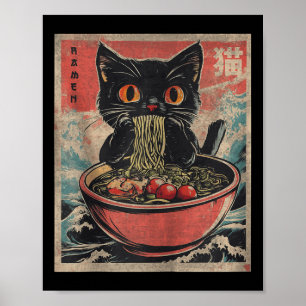Katt Ramen Japansk Rolig Kawaii Katt Grafisk Herr  Poster