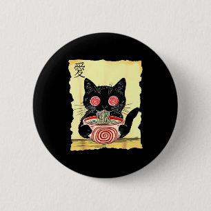 Katt Ramen Japanska Roliga Grafiska Tees Kawaii An Knapp