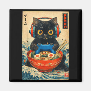 Katt Ramen Japanska Roliga Grafiska Tees Kawaii Ka Magnet