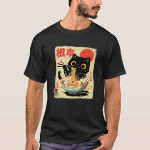 Katt Ramen Nudel Japansk Anime Kawaii Premium  T Shirt