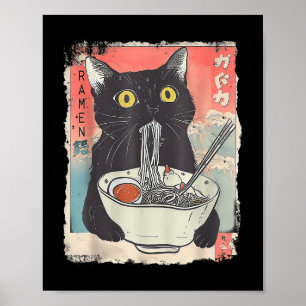 Katt Ramen Nudel Japansk Anime Manga Ramen Kawaii Poster