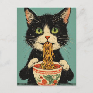 KATT RAMEN NUDLAR POSTKORT VYKORT