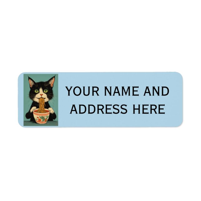  KATT RAMEN NUDLAR RETURADRESS ETIKETTER (Framsidan)