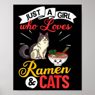 Katt Ramen-skål Kycklingnudelsoppa Japansk Poster
