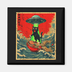 Katt Ramen Ufo Japansk Anime Grafiska Tees Män Kvi Magnet