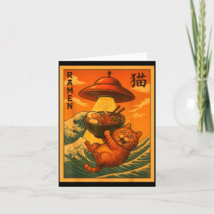 Katt Ramen Ufo Rolig Japansk Anime Män Kvinnor Ton Kort