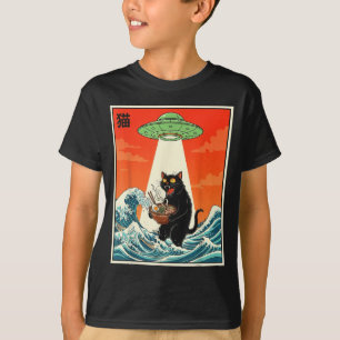 Katt Ramen Ufo Rolig Japansk Anime T-shirt Män Kvi