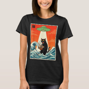 Katt Ramen Ufo Rolig Japansk Anime T-shirt Män Kvi