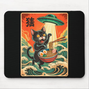 Katt Ramen Ufo Rolig Japansk Anime T-shirt Män Kvi Musmatta