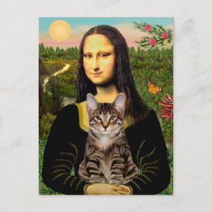 KATT (randig) - Mona Lisa Vykort