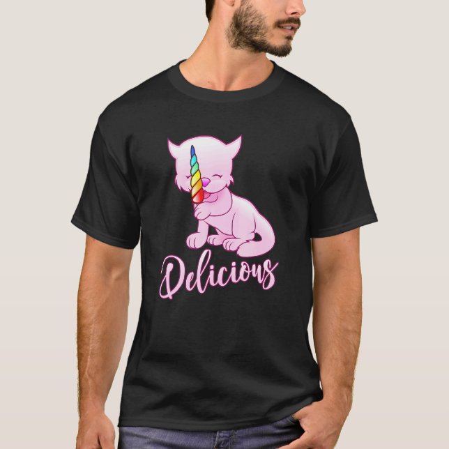 Katt Regnbåge Glasspinne Het Sommar Kvinnor Barn T Shirt (Framsida)