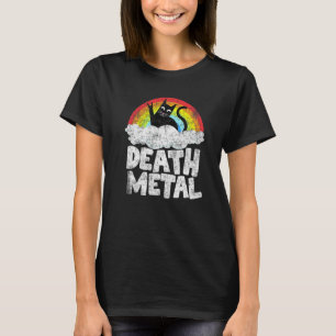 Katt Regnbåge Heavy Metal Band Barn Goth Dödsmetal T Shirt