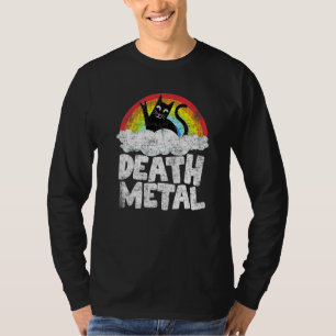 Katt Regnbåge Heavy Metal Band Barn Goth Dödsmetal T Shirt