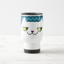 Katt Resemugg Blå Chevron Söt Vit Katt