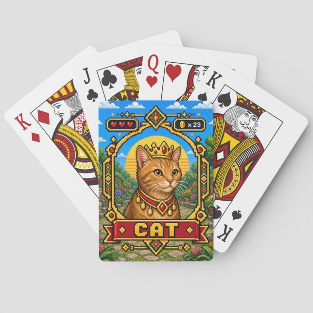 Katt Retro 8-Bit Pixel Art Casinokort (Baksidan)