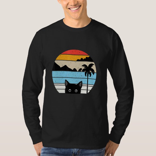 Katt Retro Stil Djur 5 T Shirt (Framsida)