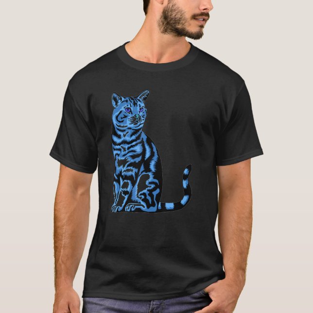 Katt retro stil t shirt (Framsida)