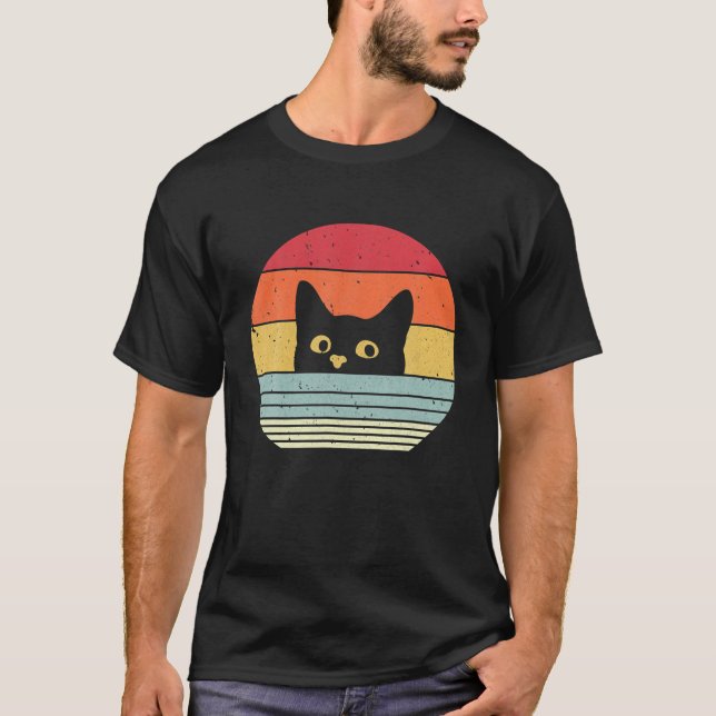 Katt. Retro Stil T Shirt (Framsida)