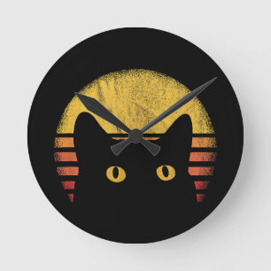 Katt Retro Vintage Rund Klocka
