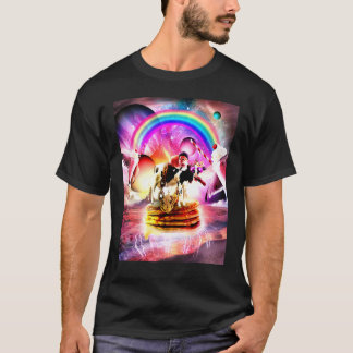 Katt Ridande Ko Med Pannkakor Och Milkshake T Shirt
