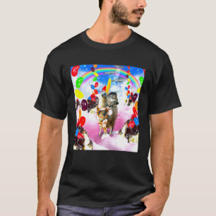 Katt Ridande Lama Med Sundae Och Gelébönor Premi T Shirt