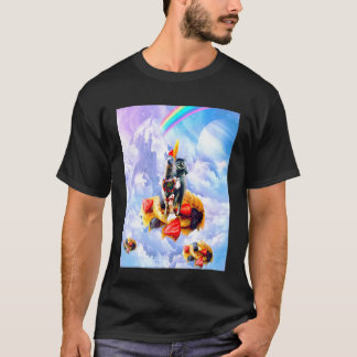 Katt Ridande Lama På Moln Och Våfflor T Shirt
