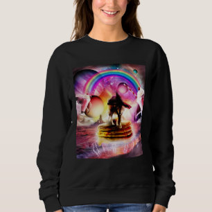 Katt Ridande Varg Med Pannkakor Och Milkshake T Shirt