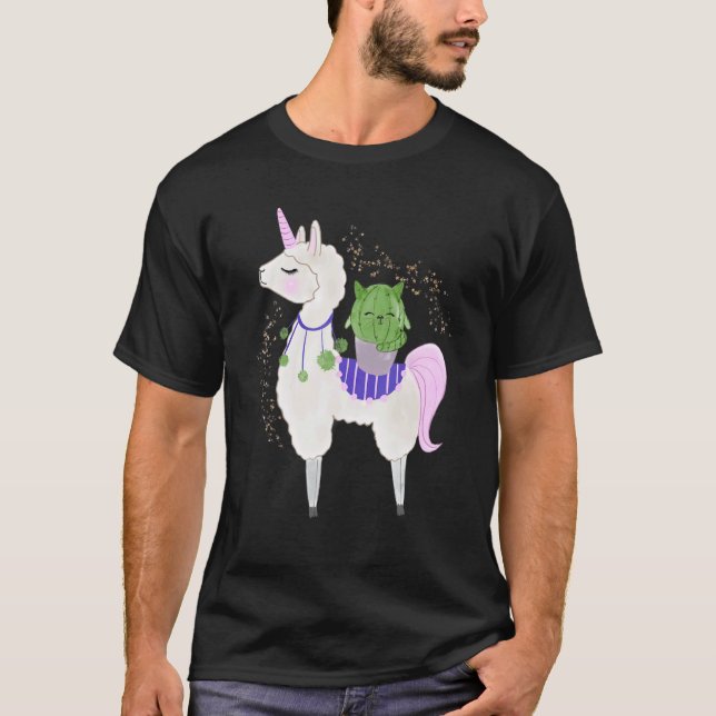 Katt Ridar Llamacorn Tröja Kaktus Barn Flicka Kvin (Framsida)
