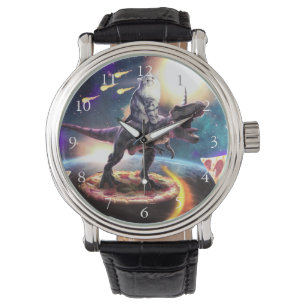 Katt rider dinosaur unicorn i rymden armbandsur