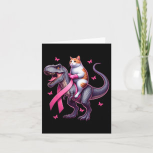 Katt Riding T Rex Dinosaur. Medvetenhet om bröstca Kort