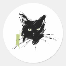 Katt Ritning Runt Klistermärke