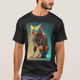 Katt Robot Färgglad T Shirt