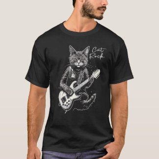Katt Rock I Rock Katt Spelar Gitarr I Rolig Gitarr T Shirt
