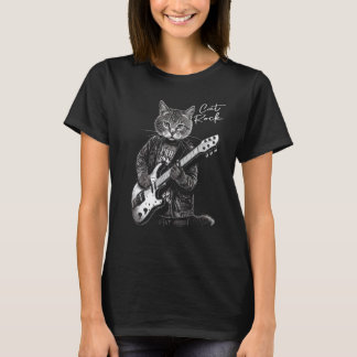 Katt Rock I Rock Katt Spelar Gitarr I Rolig Gitarr T Shirt