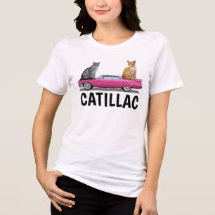 KATT RÖD CATILLAC KLASSIKER BIL T-SHIRTAR T SHIRT