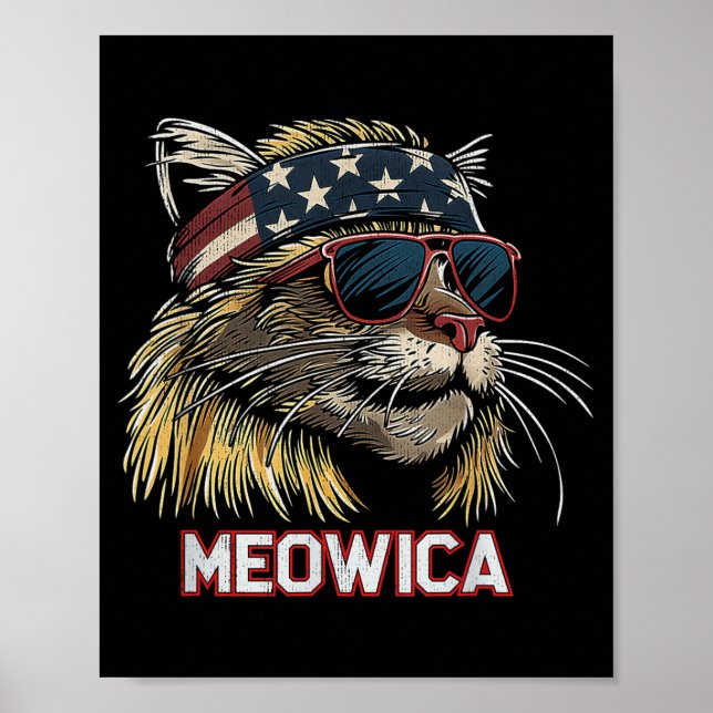 Katt - Rolig 4 juli amerikansk flagga mors dag Poster (Framsidan)