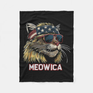 Katt - Roligt 4 juli amerikansk flagga mors dag Fleecefilt